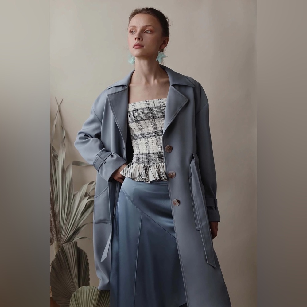 Petite Studio Blue Trench Coat